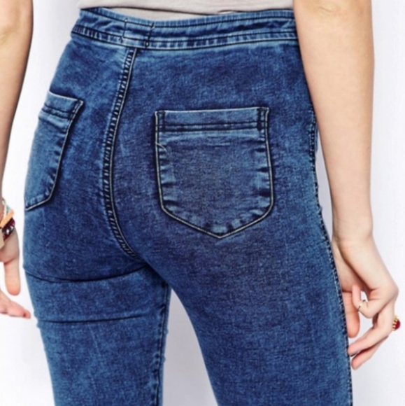 ASOS Super High Rise Dark Blue Acid Wash Jeans 28 - Picture 3 of 8
